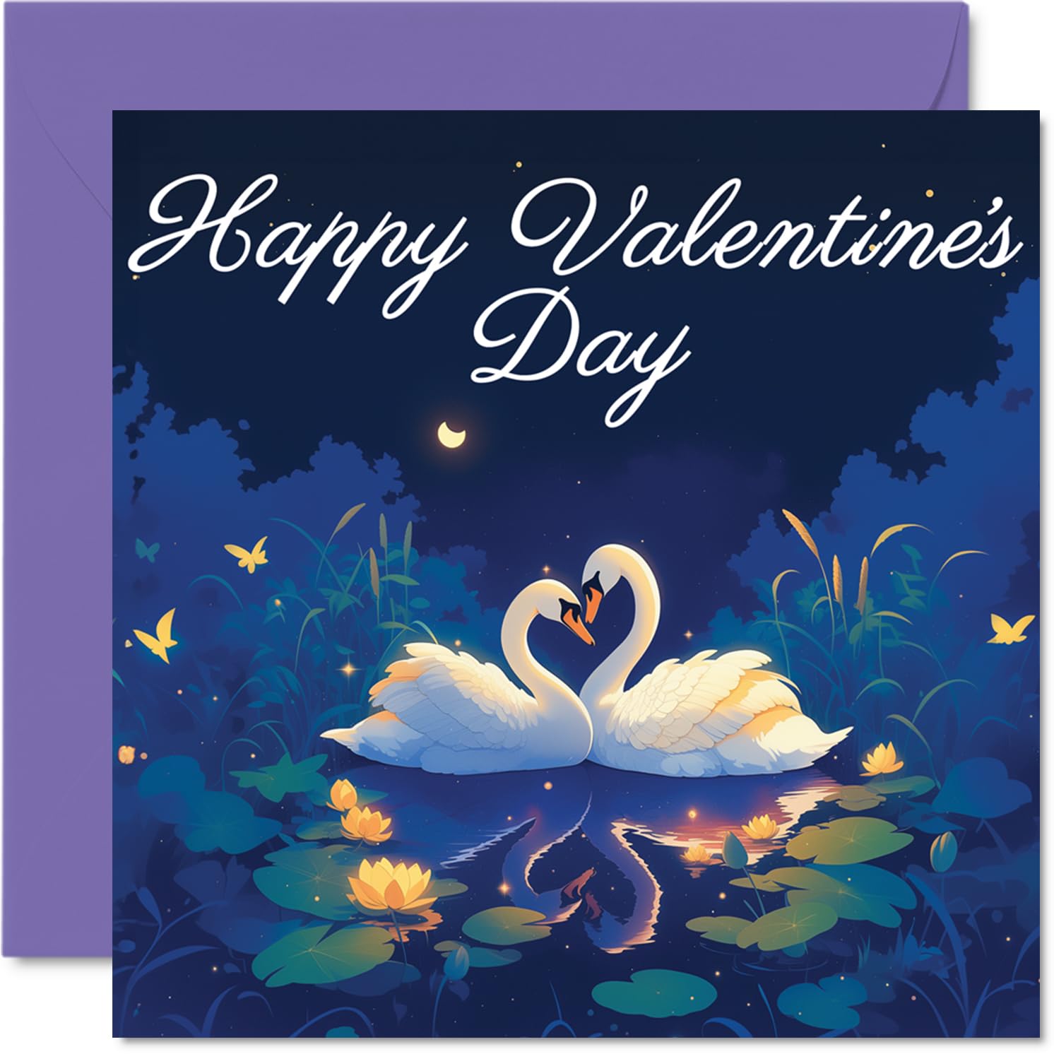 Cute Valentines Day Card - Swans in Love - Romantic Happy Valentines Card for Women Men, 145mm I Love You Valentine Greeting Cards