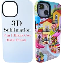 JUSTRY 5-Pack 3D 2-in-1 Sublimation Phone Case for iPhone 13/14, Dual-Layer with Matte Finish, Wireless Charging Compatible, 3D Vacuum Heat Press Required NOT for 2D Press, Blank 3D DIY Cases