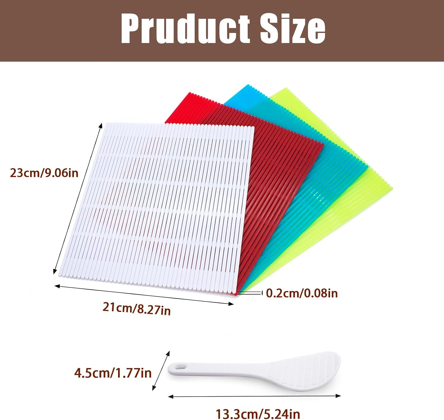 4PCS Plastic Non-Stick Sushi Rolling Mat, Homemade Sushi Roller Maker Making Kit with Rice Paddle, Japanese Sushi Cooking Mat for Home Kitchen DIY