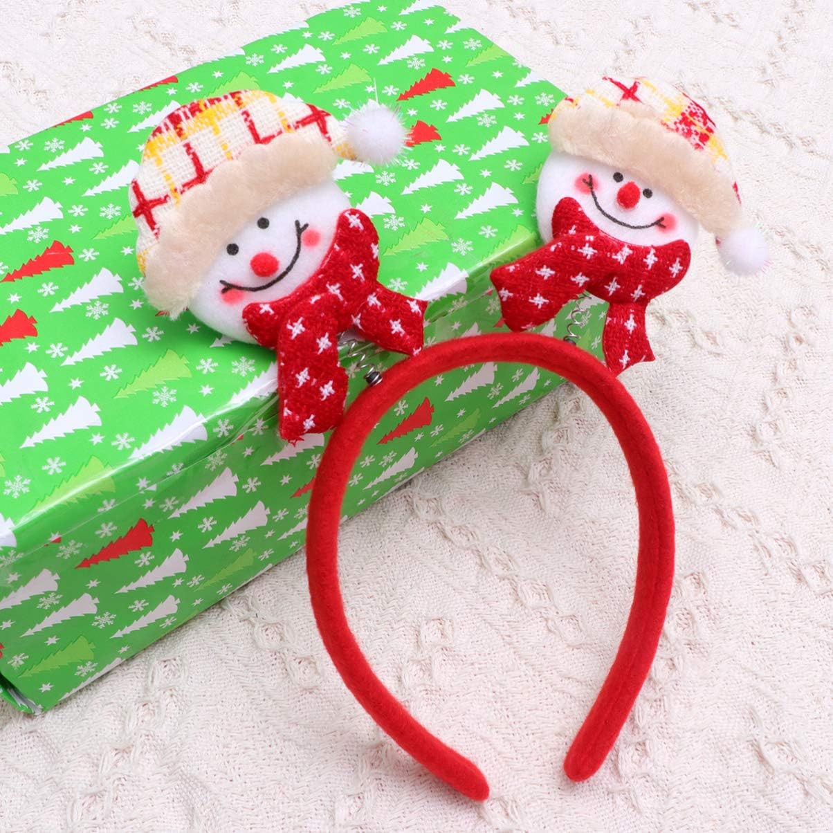 FRCOLOR Christmas Headbands, 4pcs Cute Xmas Santa Claus Hair Hoops Snowman Hairband Cartoon Spring Headwear - Image 5