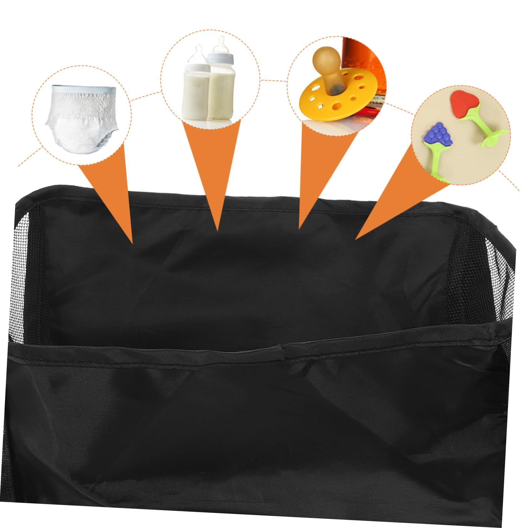 Cestino Inferiore per Carrozzina, Borsa Portaoggetti Oxford, Nero, Robusta e Sicura, per Viaggi e Shopping, Organizzatore Pratico