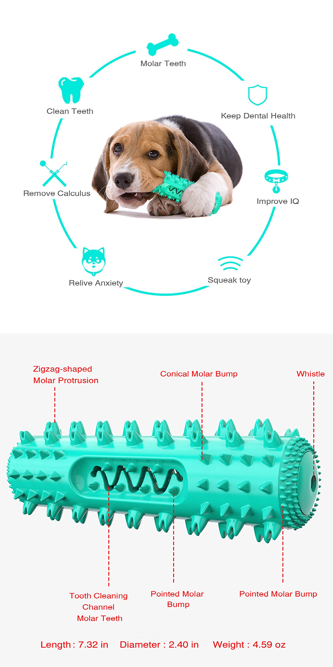Juguetes masticables para perros para masticadores agresivos, palo de limpieza para el cuidado del cepillo de dientes de perro, juguete masticable para cachorros pequeños y medianos (azul