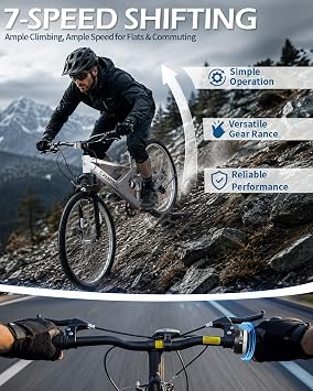 CamPingSurvivals 26/27.5 Full Suspension Mountain Bike, 7 Speed Women's & Men's Mountain Bike with Unique Drag-Reducing Frame & V Brake & Ergonomic Seat & All Terrain Tire for Adults