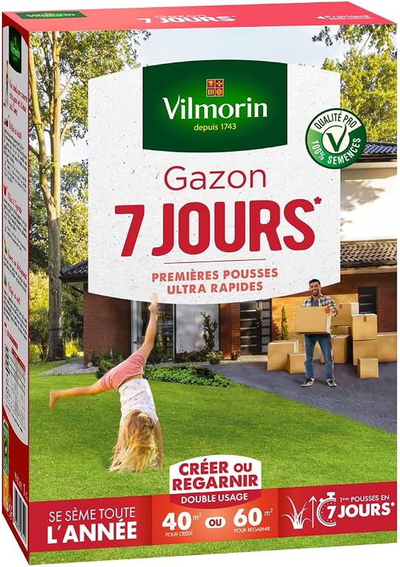Vilmorin 4460714 Gazon 7 Jours, Vert, 1 kg