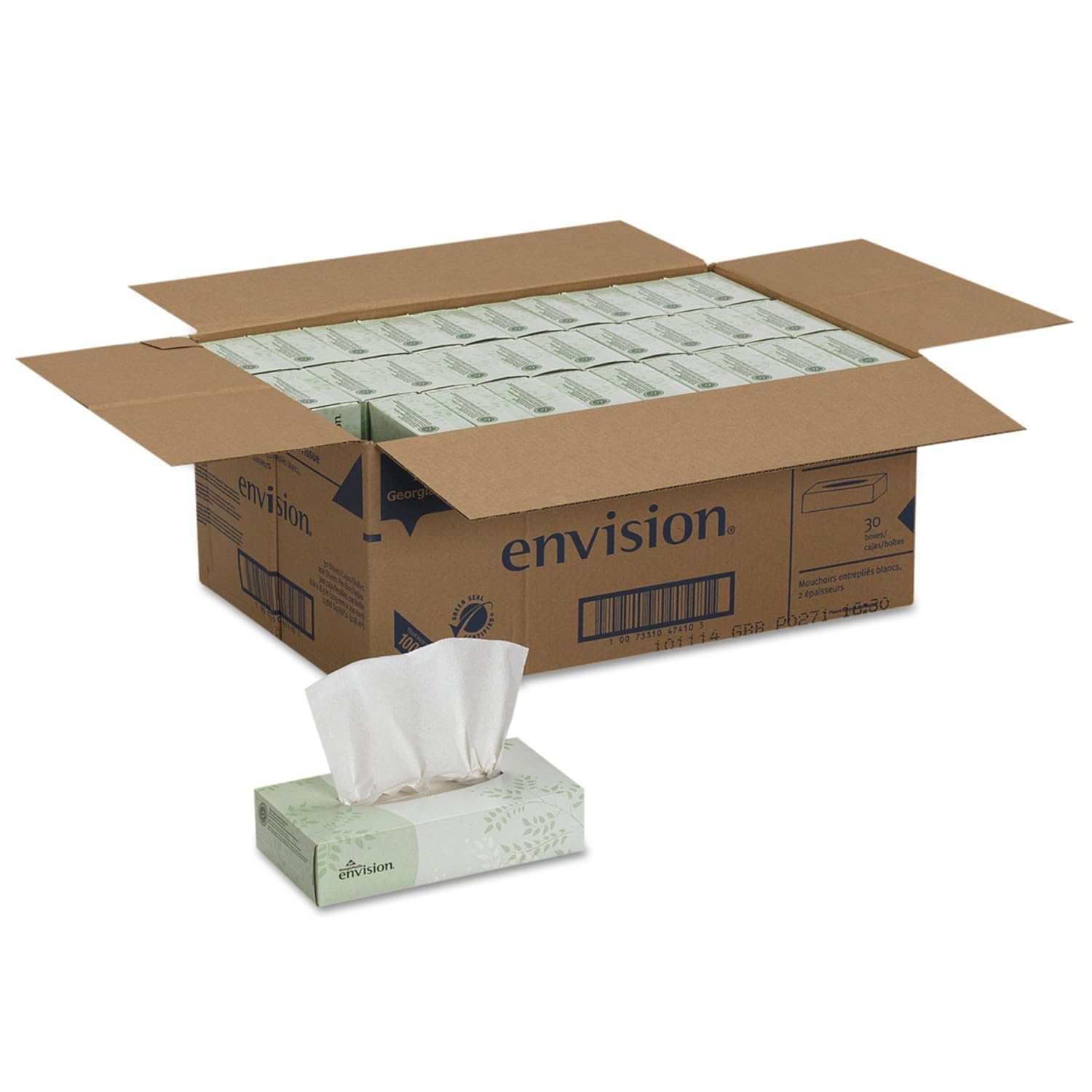 Georgia Pacific Envision 2-Ply Facial Tissue, Flat Box, 47410, 100 Sheets Per Box, 30 Boxes Per Case, White : Health & Household