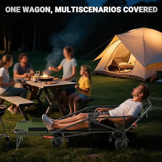 Heavy Duty Folding Wagon, 2-in-1 Collapsible Cart, 650lb Weight Capacity Heavy Duty Folding Beach Wagons, With Big All-Terrain Wheels, Utility Cart For Groceries, Shopping, Camping(Color:Black)