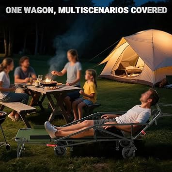 Heavy Duty Folding Wagon, 2-in-1 Collapsible Cart, 650lb Weight Capacity Heavy Duty Folding Beach Wagons, With Big All-Terrain Wheels, Utility Cart For Groceries, Shopping, Camping(Color:Black)