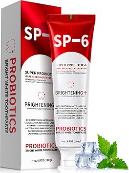 SP-6 Probiotic Ultra Whitening Toothpaste, SP6 Brightening Toothpaste with 6 Probiotics, Sensitive Teeth Protection, Gum Care, Freshens Breath, Deep Cleaning Care, 140g
