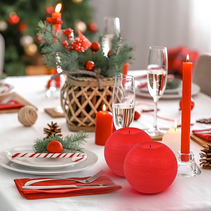 FUWDEO Flameless Candles with Remote & Timer,4" H LED Battery Operated Round Candle 2 Pack,Real Wax Christmas Candle Lights Flickering for Christmas Gift Wedding Home Decor (Red) photo 5