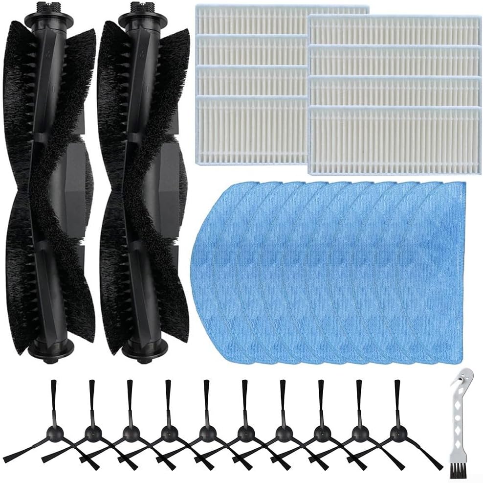 Fit For Laresar Clean Robot Vacuum Cleaner with Mop Mars01, 14/31Pcs Replacement Parts Kit, Main Brush, Side Brushes, HEPA Filters, Mop Cloths, and Cleaning Brush for Effective Dust Remov(31Pcs)