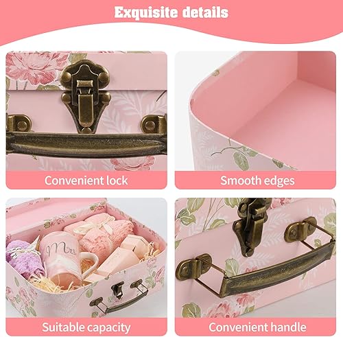 Miniatura 10 de Anndason Juego de 3 cajas de almacenamiento decorativas para maletas de cartón cajas de regalo con tapas para almacenamiento de fotos decoración del