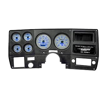 Analog Gauge Cluster Replacement for 1973-1987 Chevy Truck White Face, LED Backlight, GPS Speedometer, Water & Oil Pressure Senders Included WL6004-S9020 Blue