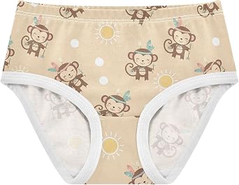 J JOYSAY Monkey Sun Khaki Girls Underwear Cotton Comfort Briefs