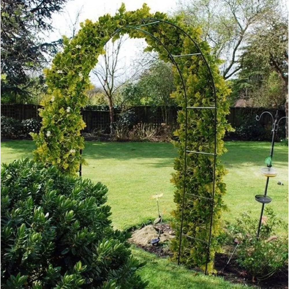 Heavy Duty Garden Arbour Steel Frame Garden Arch - Large, Strong Weather Resistant Metal Climbing Plants Indoor Outdoor Support Arches for Roses, Climbers, Vegetables, Archway Decor (2.4M)