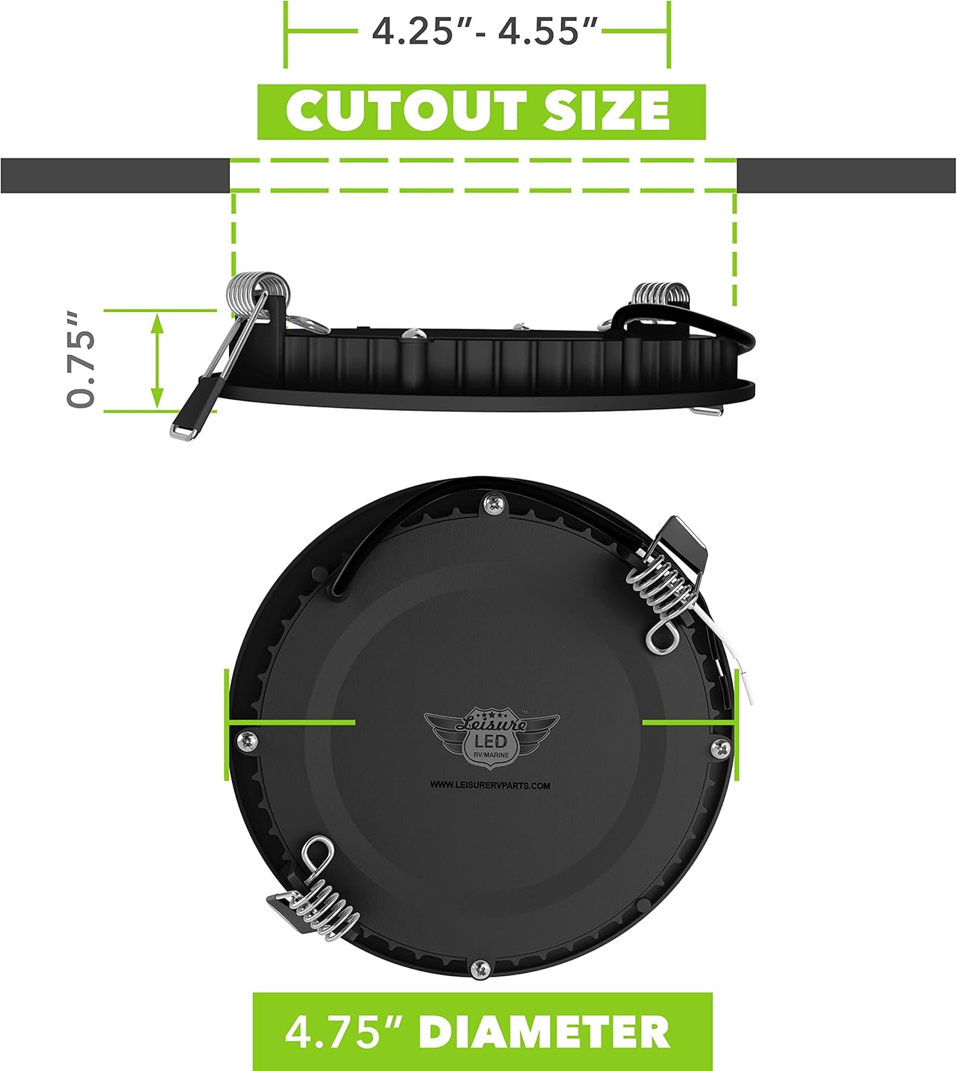 Leisure LED 5 Pack RV Boat Recessed Ceiling Light 480 Lumen Super Slim LED Panel Light DC 12V 4.75" 6W Full Aluminum Downlights, Black (LED Recessed 4.75 NW)