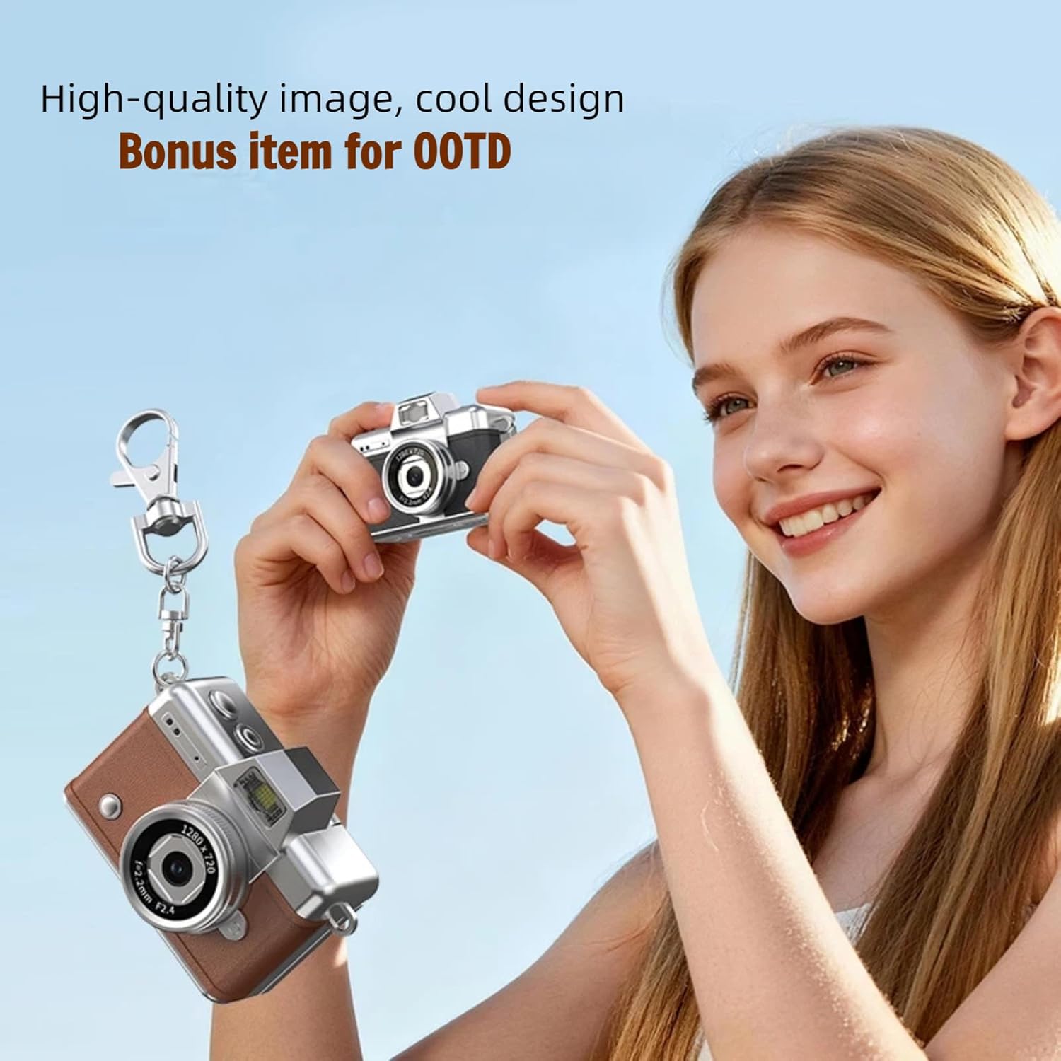 Mini Digital Camera Keychain Retro Mini Digital Video Camera Small 1080P FHD Recording with 0.96" IPS Screen with 6 Retro Filters AVI Format-Ideal for Phone Transfer (128GB, Purple)