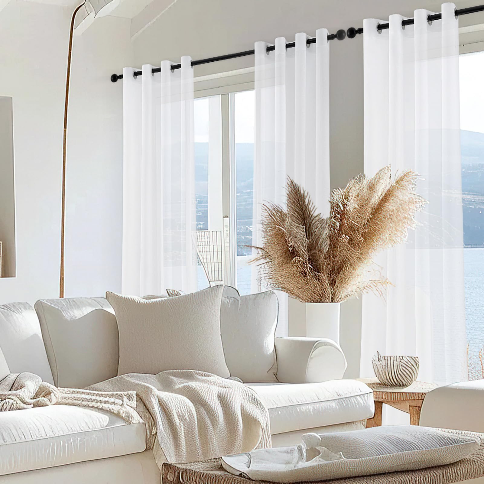 MRTREES white sheer curtains 94 drop, net curtains for windows voiles 2 Panels - Image 4