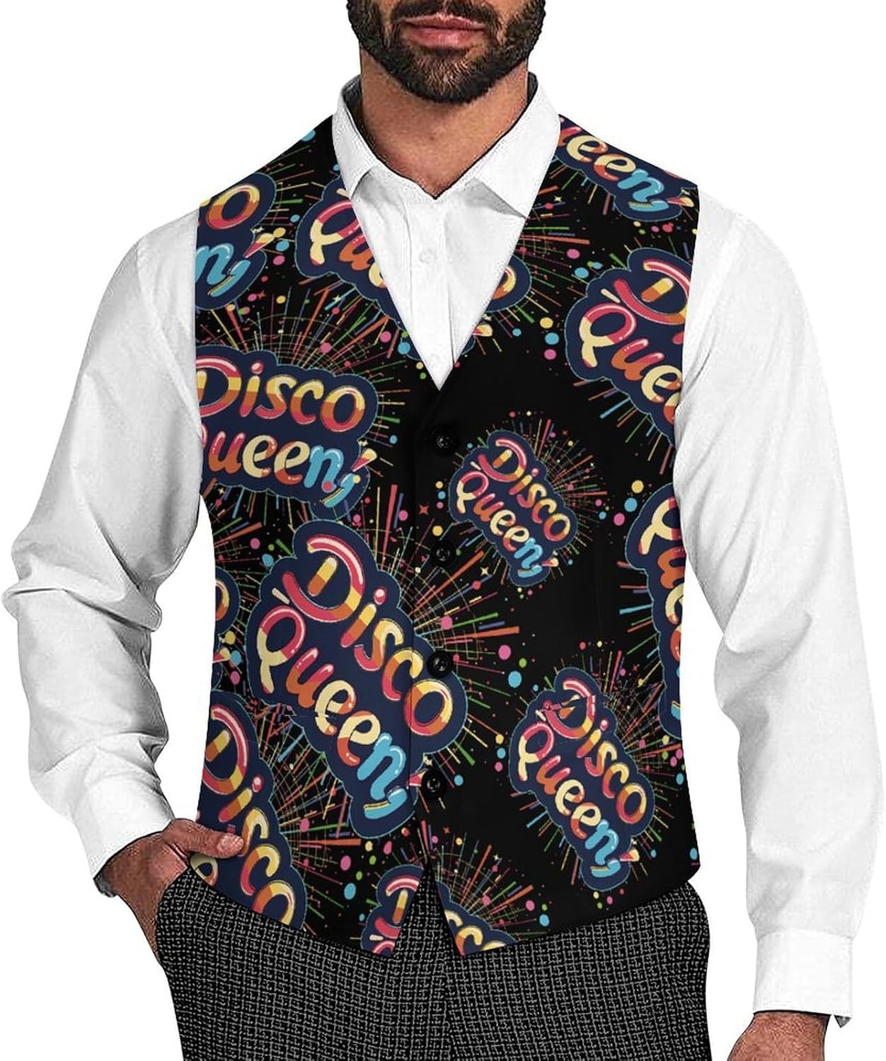 Vintage Disco Men's Suit Vest Formal Vests Casual Dress Fit Waistcoat Casual Tuxedo for Business