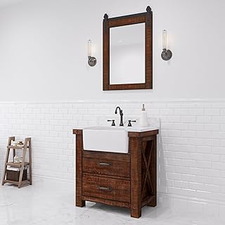 Water Creation Paisley 30" W Wood Single Bathroom Vanity in Brown & White