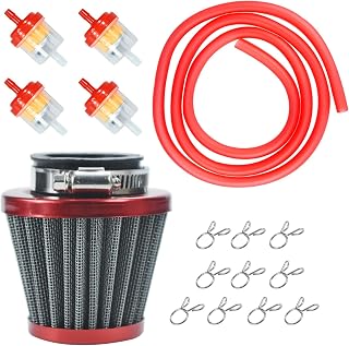 35mm Air filter Fuel Line Kit for 110cc 125cc SSR110 SSR125 TTR90 TTR110 PW80 CRF50 CRF70 XR50 XR70 KLX110 Baja DR70 Motovox MVX70 MVX110 Tao Tao DB14 Dirt Pit bike Four Wheeler Quad ATV Red