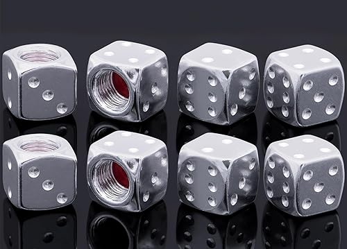 Vista 64 de 4 tapas de vástago de válvula de neumático estilo dado, con anillo de goma O, cubiertas universales de aleación de aluminio a prueba de polvo