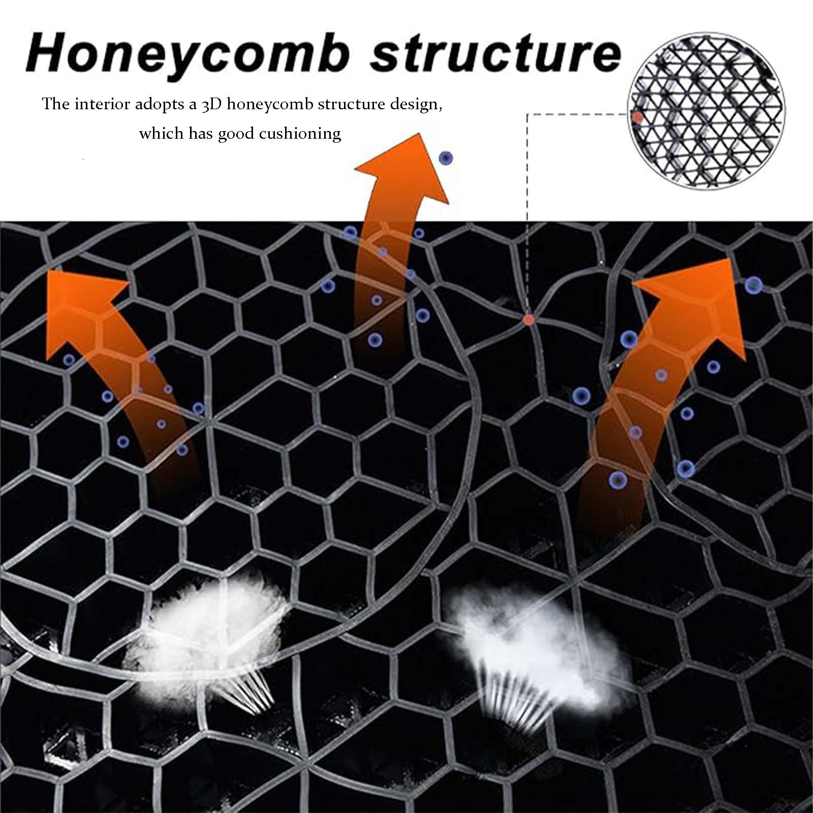 Poduszka siedzenia motocykla dla Hondy Gold Wing GL1800, 3D Honeycomb oddychająca poduszka siedzenia amortyzująca, antypoślizgowa ulga ciśnienia,Black