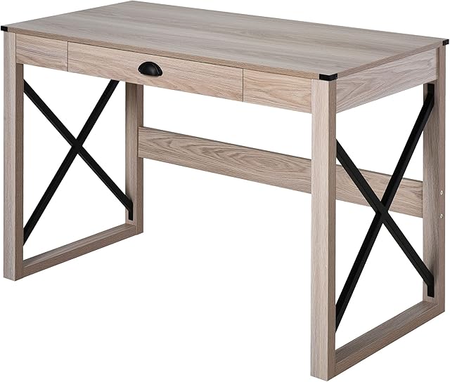 HOMCOM Computer Desk Writing Table with Drawer Home Office Workstation Large Tabletop 112Lx51Wx76Hcm
