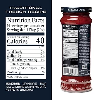 St. Dalfour Strawberry Fruit Spread - 10oz - 100% from Fruit, No Artificial Ingredients, Non-GMO, No Cane Sugars, All Natural - Pack of 6
