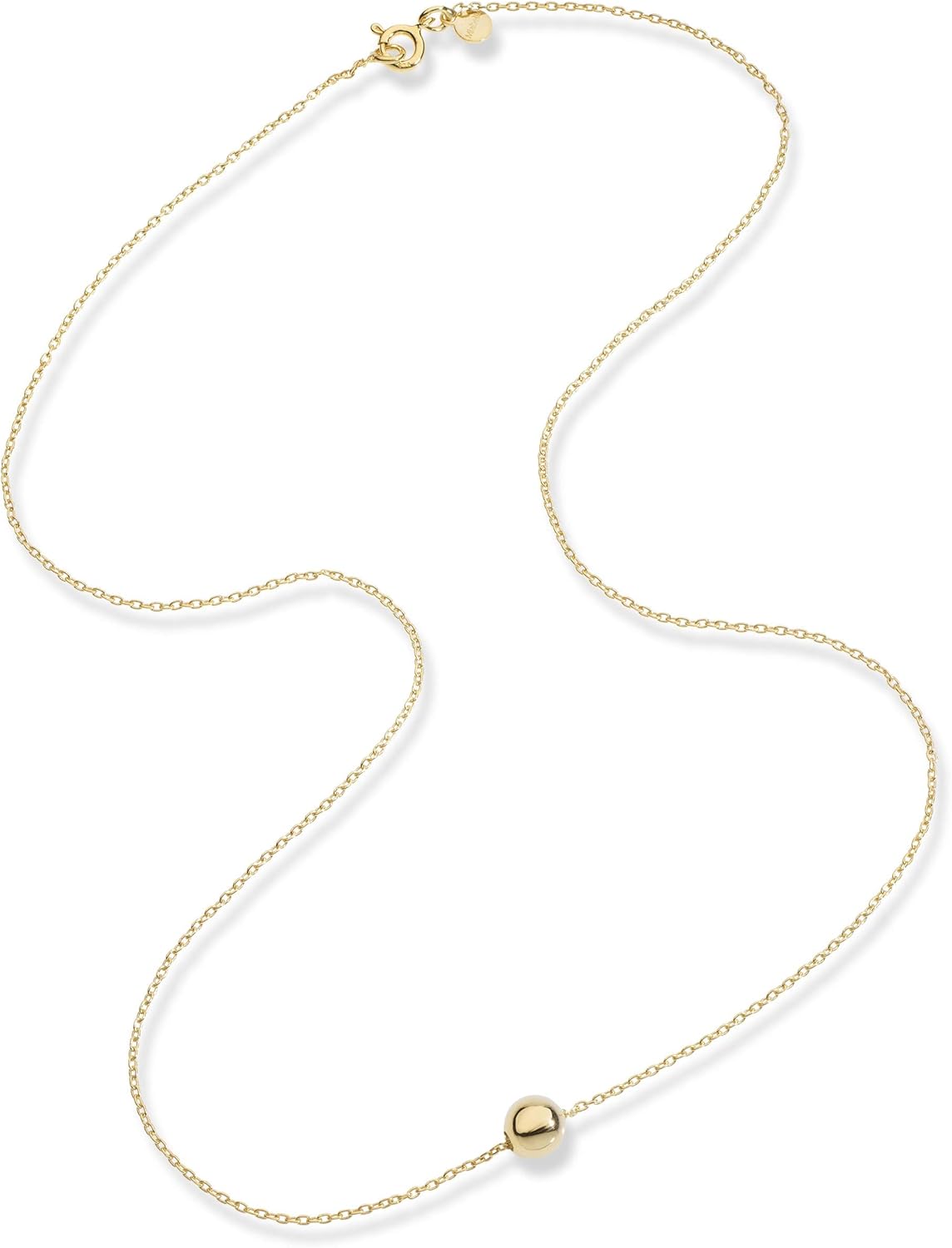 Miabella 925 Sterling Silver or 18K Yellow Gold Plated Italian 5mm Slide Bead Ball Pendant Necklace for Women Chain Made in Italy