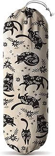 Hglian Black Cat Plastic Grocery Bag Holder,Cute Vintage Flowers Plastic...