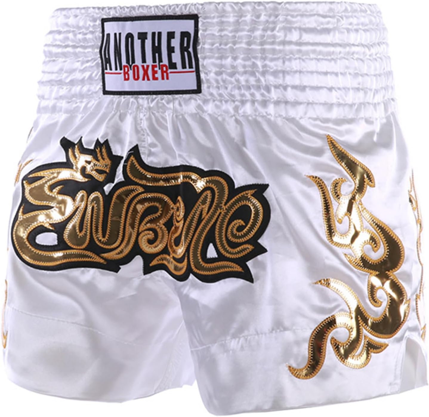 Linjinx Kids Boys Boxing Muay Thai Shorts Letter Print Side Slit Boxer Trunks Kickboxing MMA Martial Arts Shorts