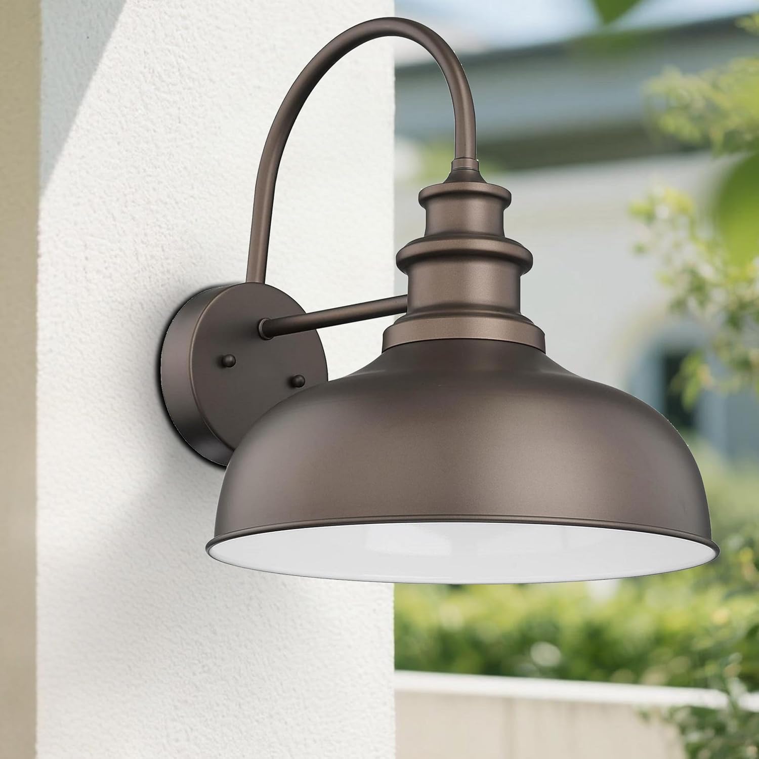 Bestshared 16 Inch Large Outdoor Barn Light Farmhouse Wall Mount Light Fixture Exterior Sconce Lighting Outdoor Wall Lantern Light Vintage Farmhouse Barn Light(ORB+White, 16"-1pack)
