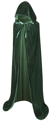 BIGXIAN Long Hooded Cloak Velvet Cape Witch Costume Halloween Costumes