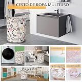Cesto de ropa sucia Merdes plegable e impermeable de 19.7 in, canasta para ropa sucia de lavandería, contenedor de almacenamiento para ropa de cama, organizador para guardar juguetes, Algodón, Paris, L