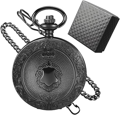 Vintage Pocket Watch Roman Numerals Scale Steampunk Hollowed Out Quartz Pocket Watches with Chain Fathers Day Birthday Best Gifts