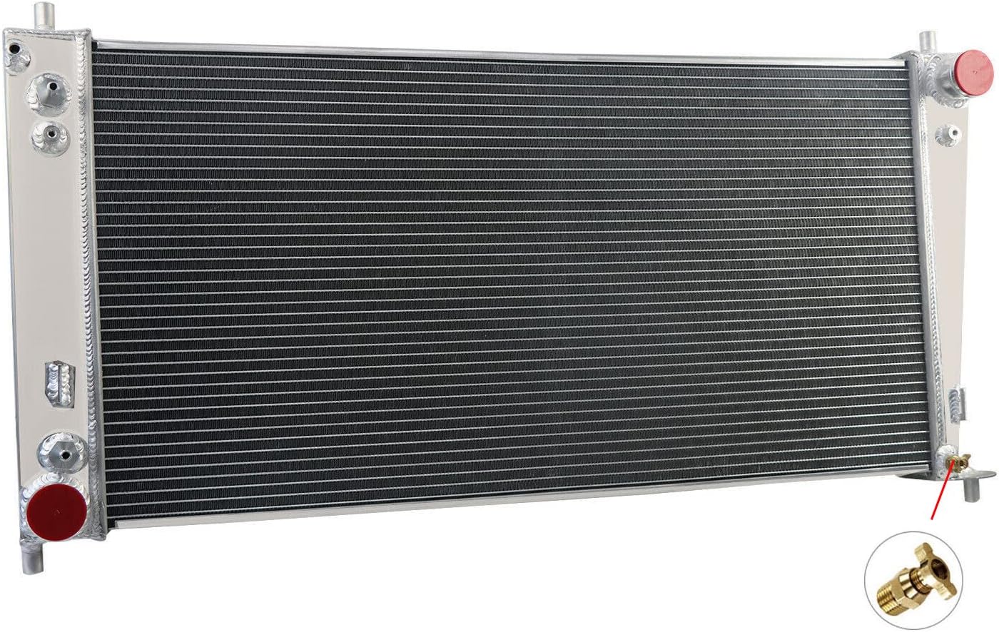 1/3/4 Row Core Aluminum Radiator + 2 x 14" Fan Shroud + Relay Compatible with 1999-2010 Ford Expedition Lobo F-150 F-250 F-350/99-03 Lincoln Blackwood/Navigator (1 Row Core)