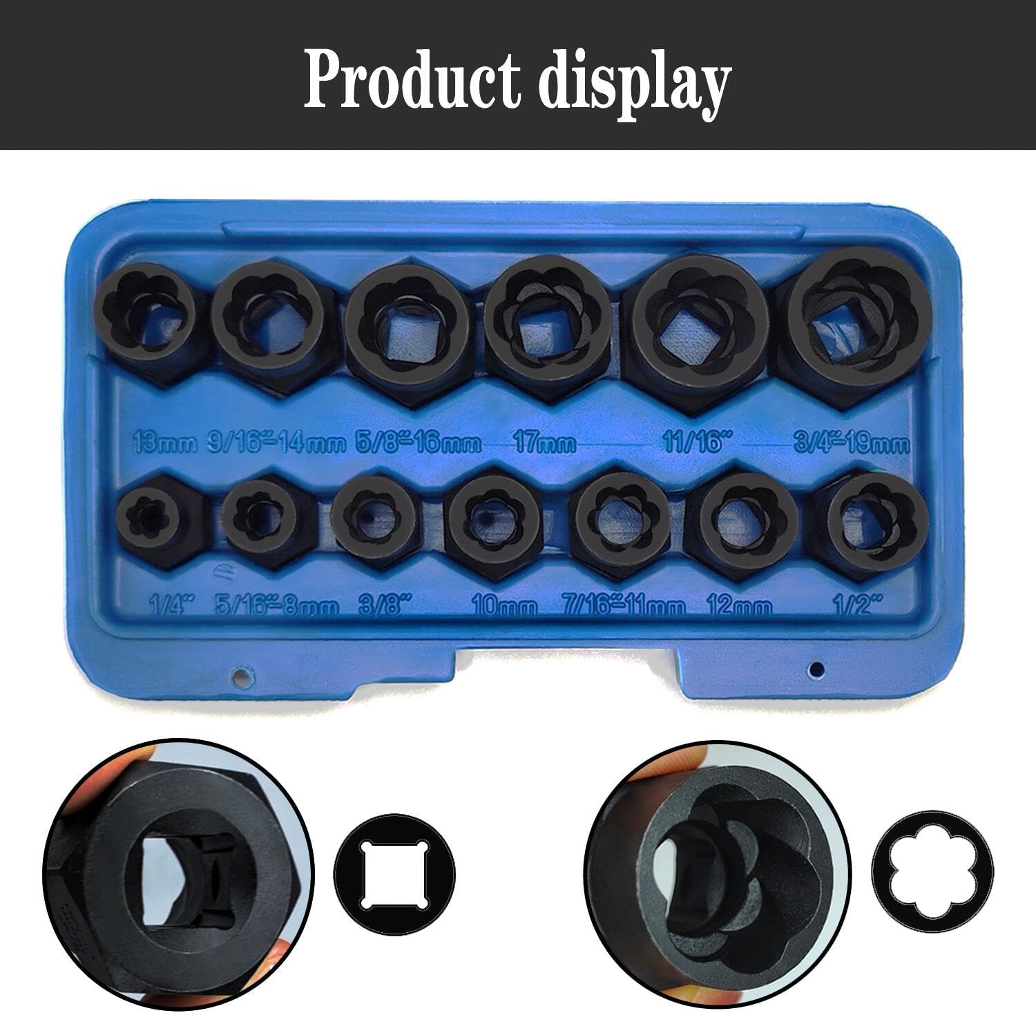 14PCS Twist Lug Nut Socket Set, 3/8" Drive Bolt Nut Extractor Tool image 4