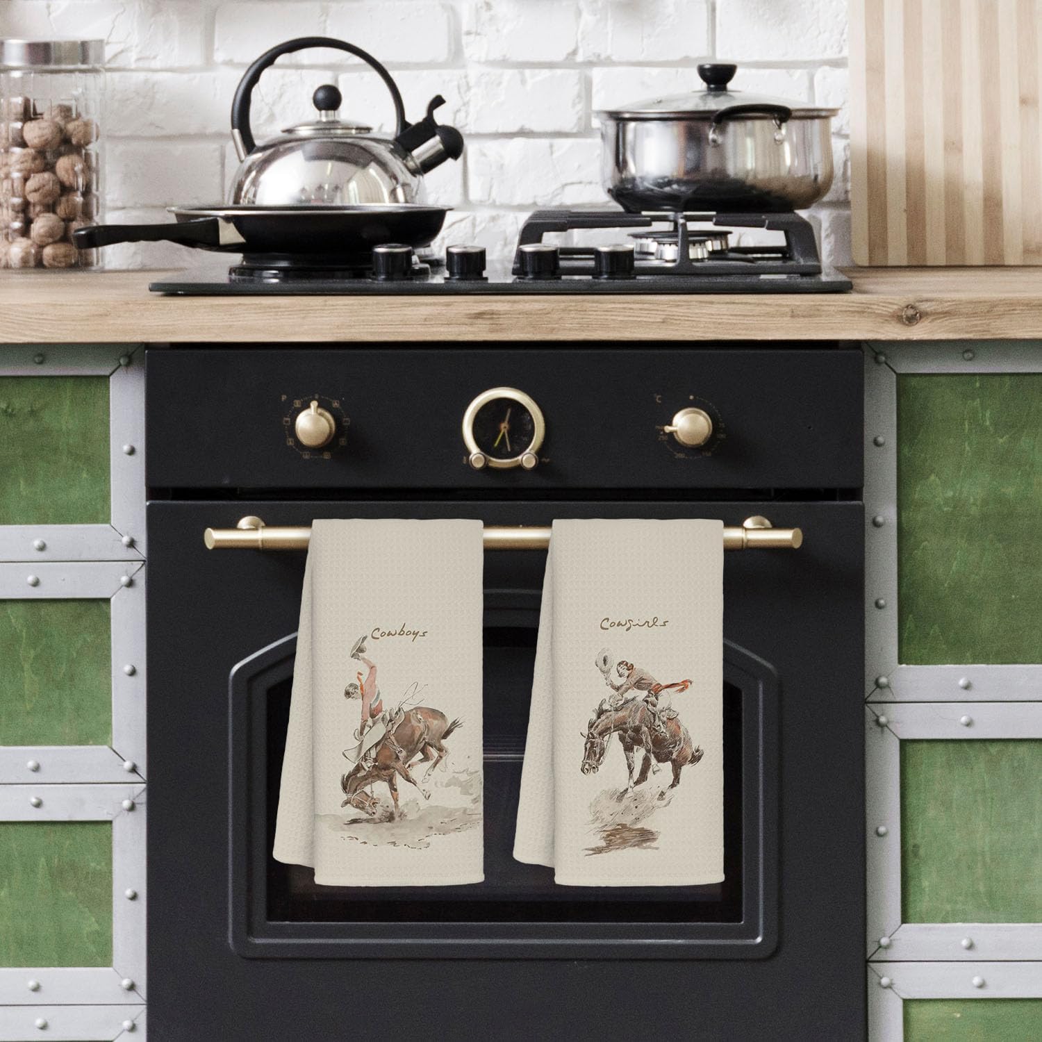 Western Bathroom Decor, Couples Gifts, Western Kitchen Bath Towels, Cowboy Bathroom Decor Set of 2, Gifts for Couples, Western Dish Towels, Western Hand Towels 16×24 in, 342hslc-mj-two - Image 3