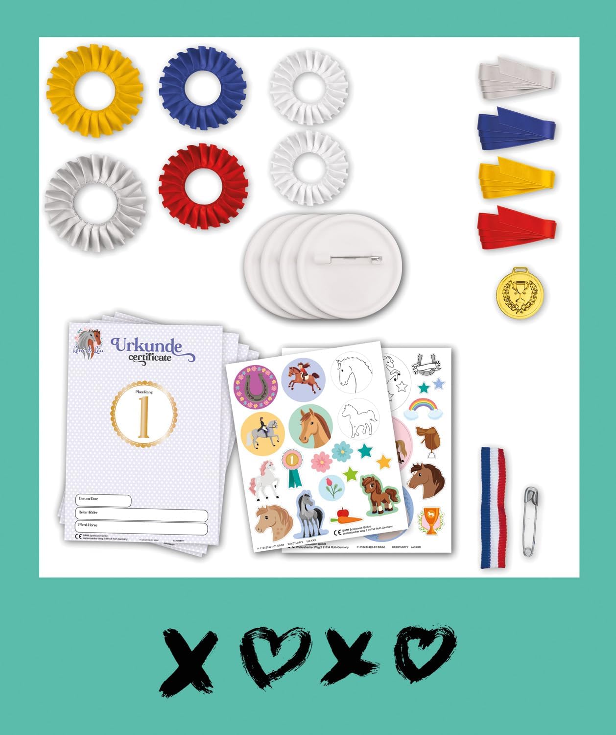 Lena Happy Horse DIY Kit - DIY Kit with 4 Rosettes, Medal, Glitter Felt and Certificate Templates, Gift for Kids Ages 6 and Up