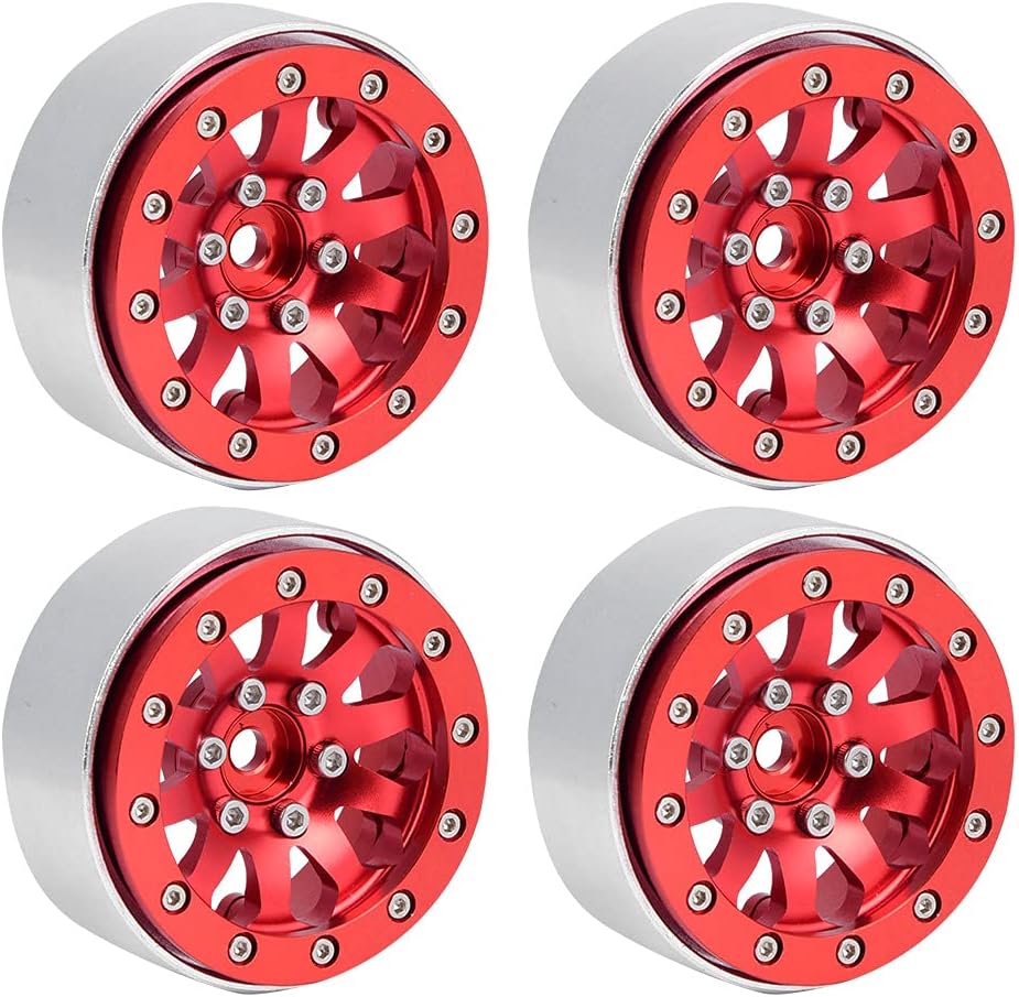 ほとんどの 1/10 RC クローラー用 1.9 インチ 10 穴合金ビードロック ホイールハブ 4 個、放熱設計と取り付けが簡単な