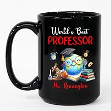 World's Best Professor Teacup 11 Oz 15 Oz, Personalized Best Professor Coffee Mugs Gift For Birthday Christmas, Customized Name Professors/Prof Black Coffee Cup For Lecturers University College