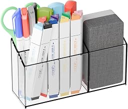 Clear Magnetic Dry Erase Marker Holder for Whiteboard,Non Slip Magnet Pencil Cup and Pen Holder for Fridge,Acrylic Dry Erase Board Marker Holder & Accessories for Refrigerator,Classroom,Locker