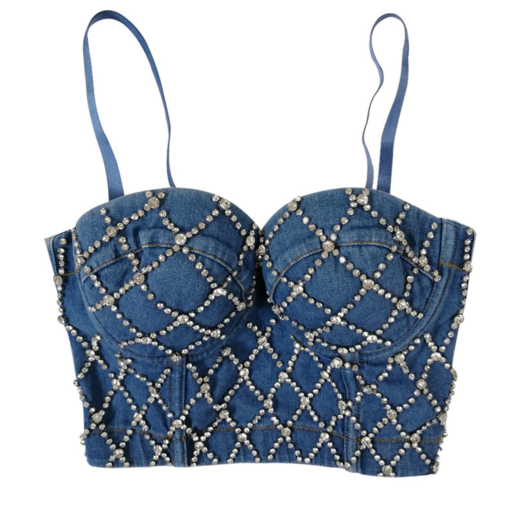 Mujeres Rhinestone Diamond Punk Bra Top Burlesque Dance Clubwear Body Shapewear Cincher Bustier Corset