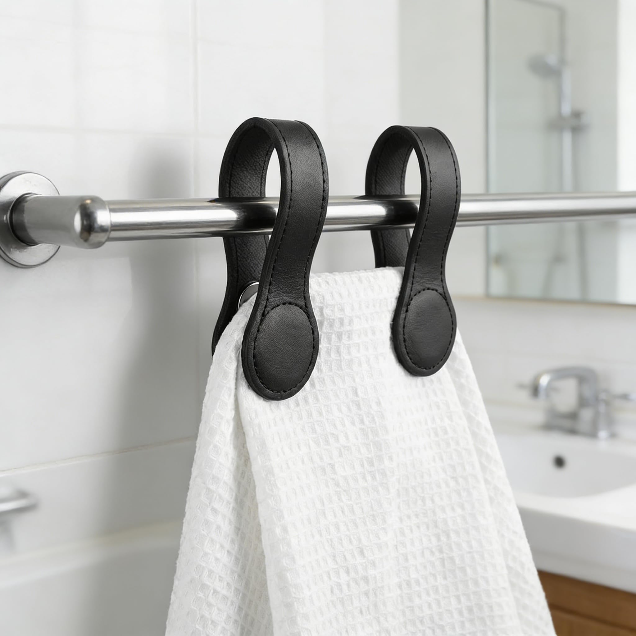2 Stück Magnet Handtuchhalter Leder Handtuchhalter Magnetisch Handtuchaufhänger Handtuch Aufhänger Handtuchclips Handtuchklammer Magnetischer Handtuch Clips zum Aufhängen für Badezimmer Küchen