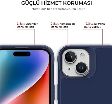 Bix iPhone 14 Plus / 15 Plus Vortex MagSafe Kılıf Stand Özellikli 3X Korumalı Mikro Fiber İç Yüzey Lacivert