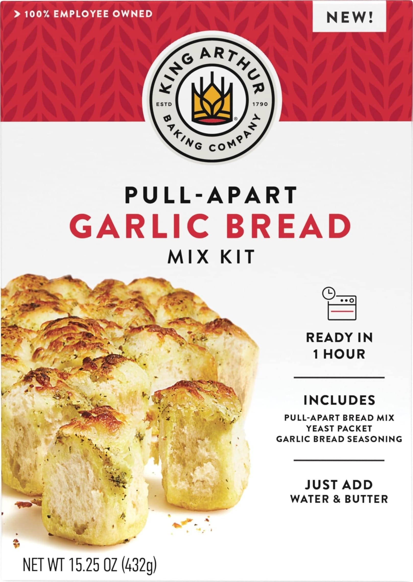 Baking Company Pull-Apart Garlic Bread Mix Kit 15.25 Oz, Baking Mix - Ready in 1 hour