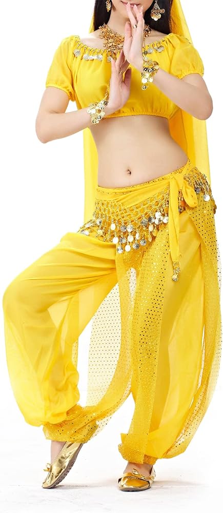 Gonna Danza Del Ventre Con Monete - Sciarpa Chiffon E Metallio, Per Belly Dance, Costume Orientale - Foto 4