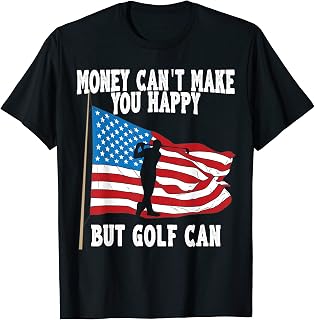 National Golf Day, Golfer American Flag Silhouette Quote T-Shirt
