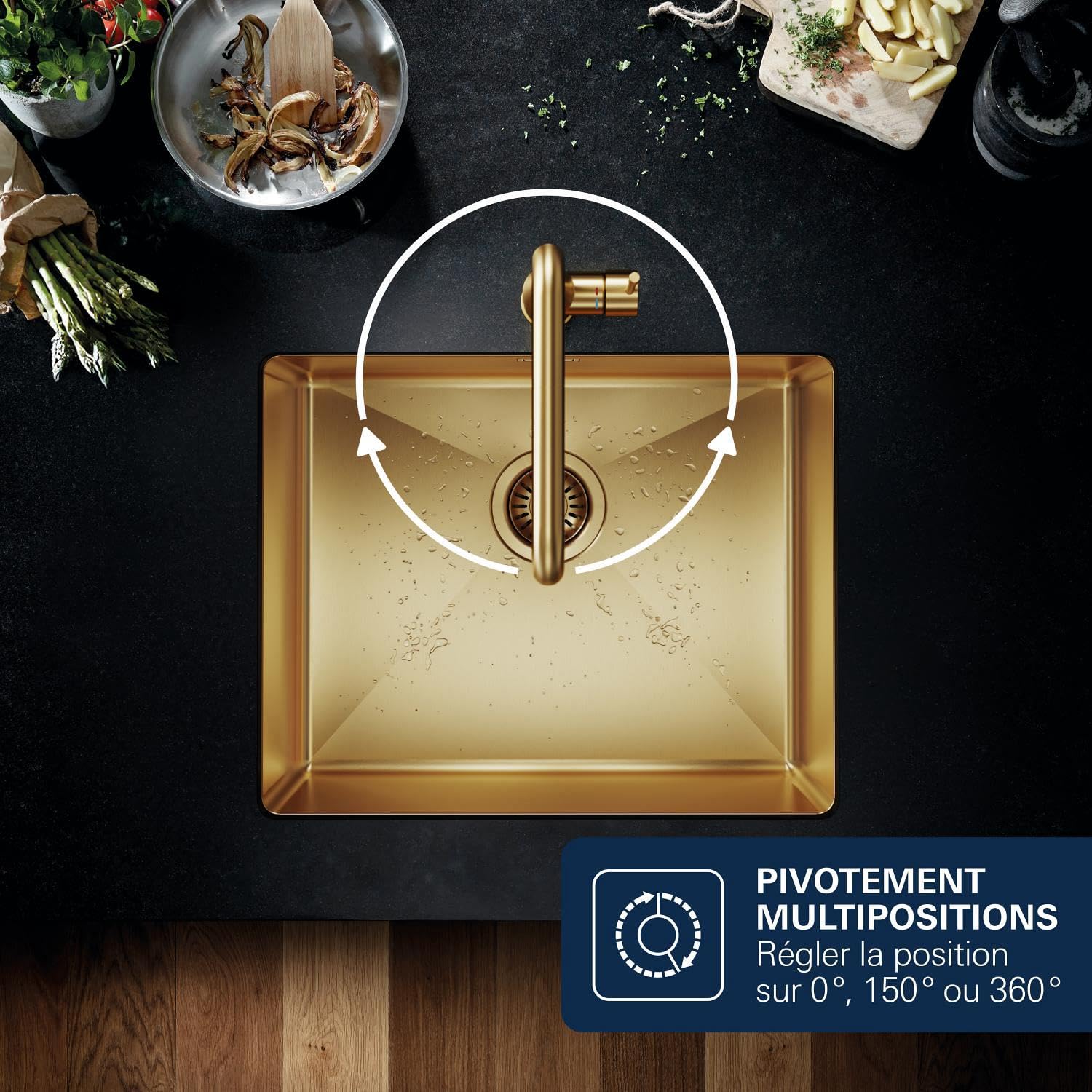 GROHE Essence Mitigeur pour Evier de Cuisine, Doré Brossé, 30269GN0