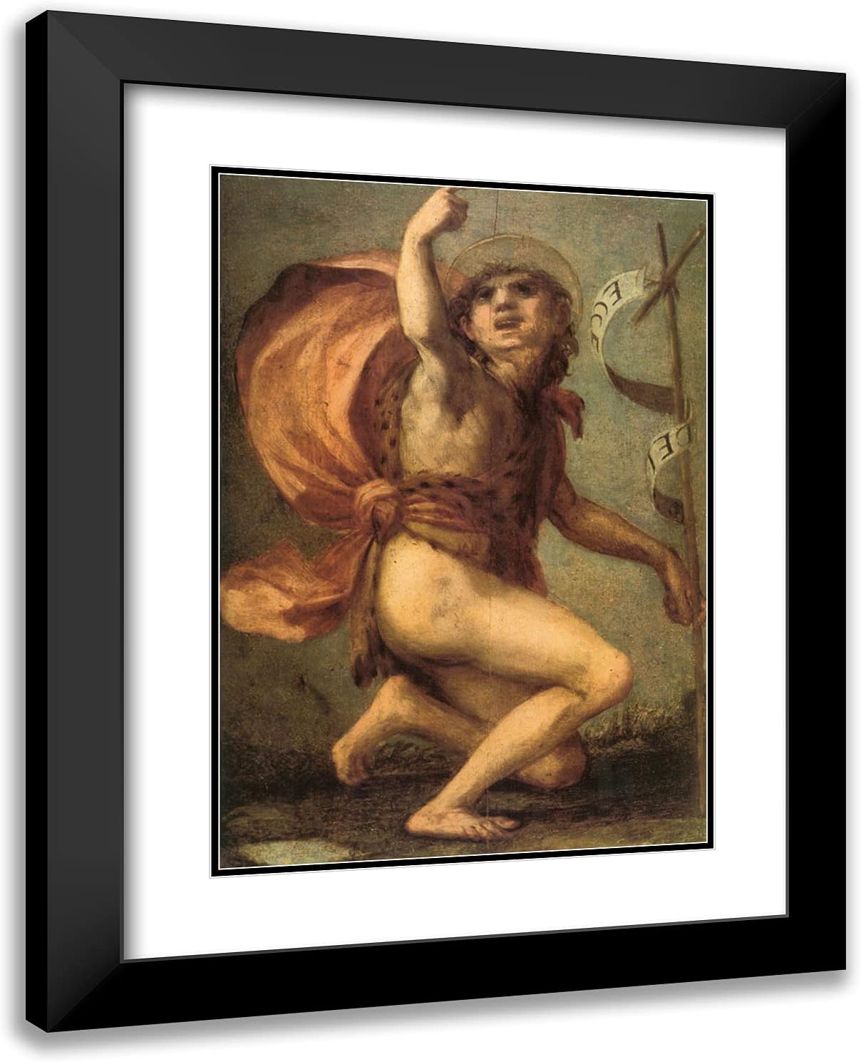 ArtDirect Fiorentino Rosso 19x24 Gold Ornate Framed Art Print with Double Matting Titled: San Giovannino